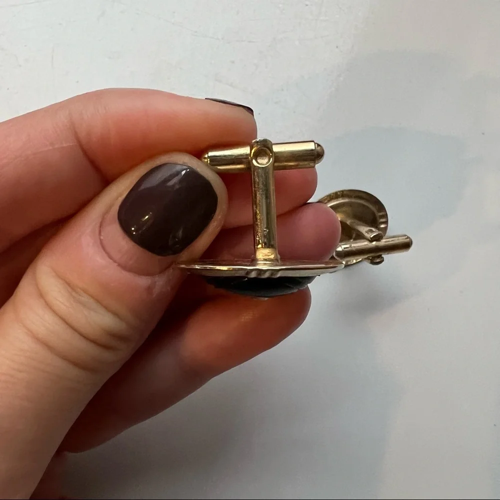 Vintage gold, black & diamond cuff links